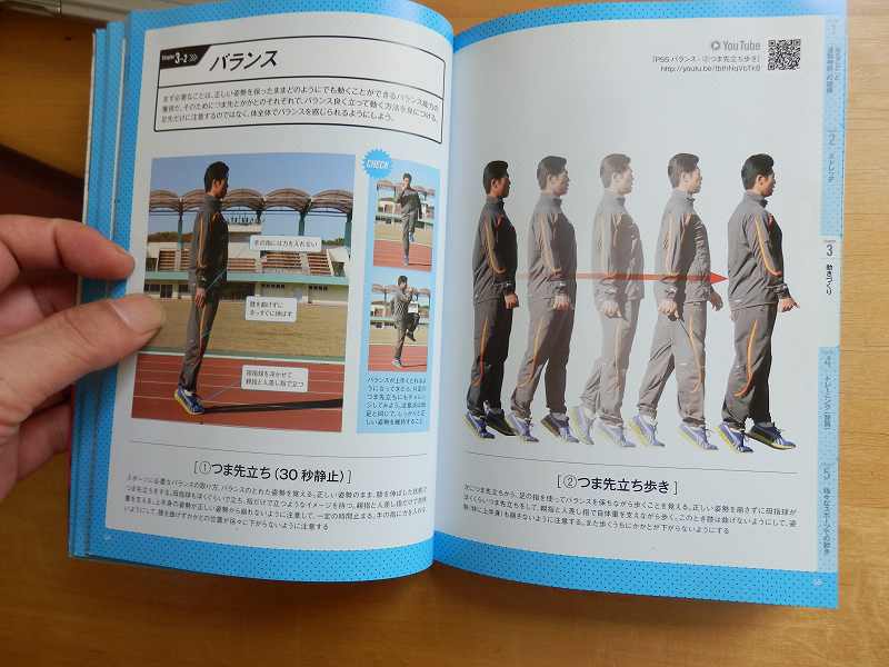 つま先が外を向く状態を整えるために行う足の外側縁歩きの準備運動を示した画像